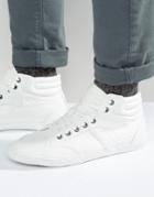 Brave Soul Hi Top Woven Sneakers In White - White