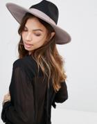Brixton Wide Brim Fedora In Grey And Black