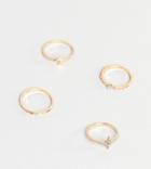 Asos Design Curve Pack Of 4 Rings With Star And Moon Design In Gold - Gold