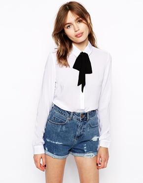 Asos Tie Neck Blouse - White