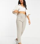 River Island Petite Pocket Detail Tapered Peg Pants In Gray