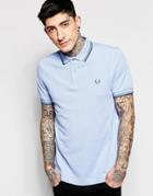Fred Perry Polo Shirt With Tipping Slim Fit - Light Smoke Oxford