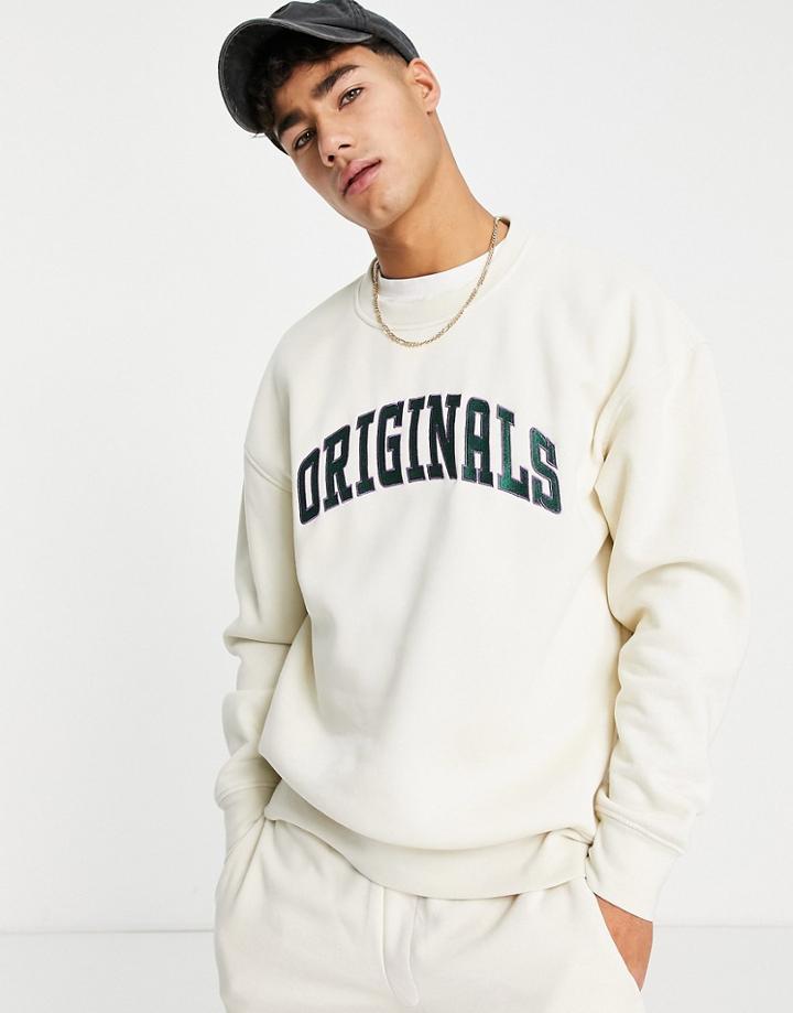 Jack & Jones Originals Athl Club Sweatshirt & Cargo Sweatpants Set With In Beige-neutral