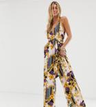 River Island Beach Jumpsuit In Scarf Print - Navy