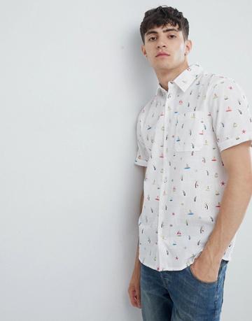 D-struct Beach Print Shirt - White