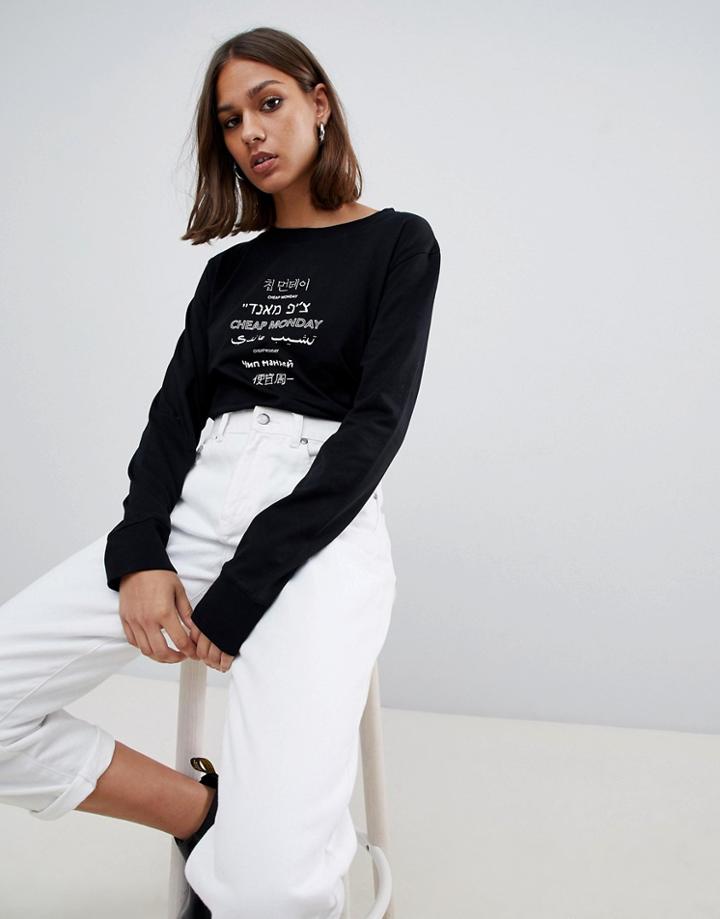 Cheap Monday Beside Language Long Sleeved T-shirt - Black