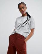 Asos Boxy T-shirt With Roll Sleeve Detail - Gray
