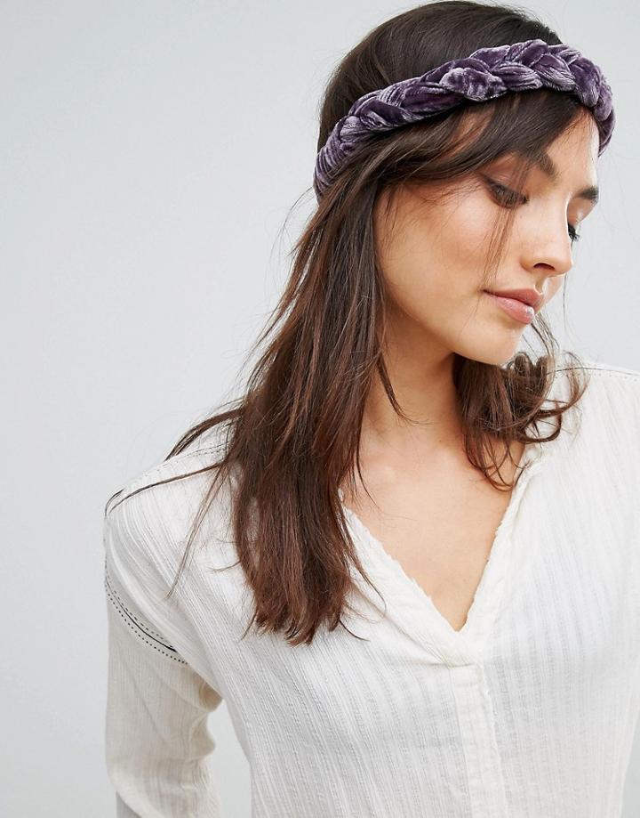 Rock N Rose Velvet Braid Headband - Purple