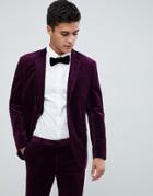 Jack & Jones Premium Slim Fit Velvet Suit Jacket - Purple