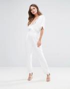Uttam Boutique Jumpsuit With Embroidered Neckline - Cream