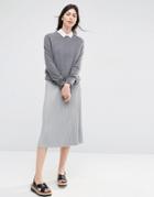 Asos Pleated Midi Skirt In Jersey - Gray