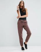 Asos Supersoft Velvet Waistband Joggers - Brown