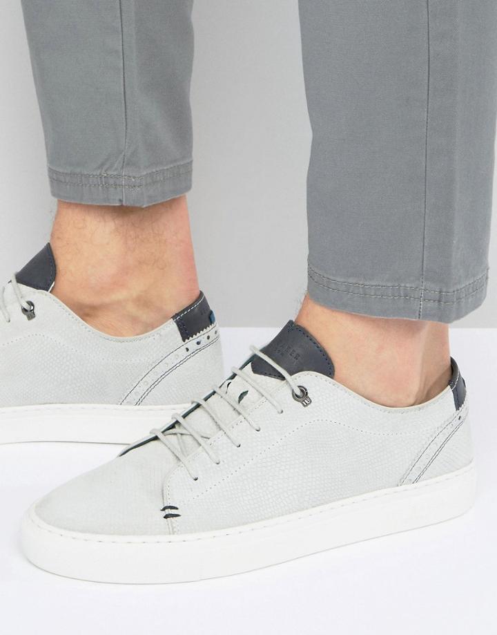 Ted Baker Kiing Embossed Suede Sneakers - Gray