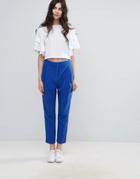 Selected Laya Mid Rise Cropped Tailored Pants - Blue