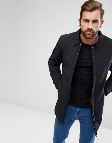 Fat Moose Zip Thru Over Coat - Black