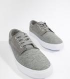 Asos Design Wide Fit Lace Up Plimsolls In Gray Twill - Gray