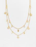 French Connection Double Chain Star Necklace In Gold
