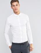 Asos Design Skinny Shirt In White - White