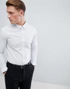 Celio Smart Slim Fit Shirt With Ditsy Print - White