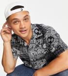 Selected Homme Oversized Shirt With Revere Collar In Black Bandana Print Exclusive At Asos