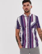 Burton Menswear Shirt With Stripes In Purple - Navy