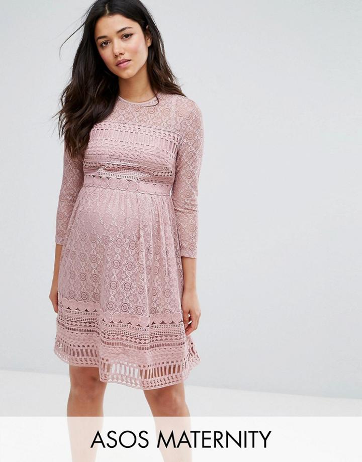 Asos Maternity Premium Lace Skater Dress - Purple