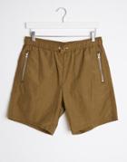 Asos Design Shorter Shorts In Khaki With Orange Trims-green