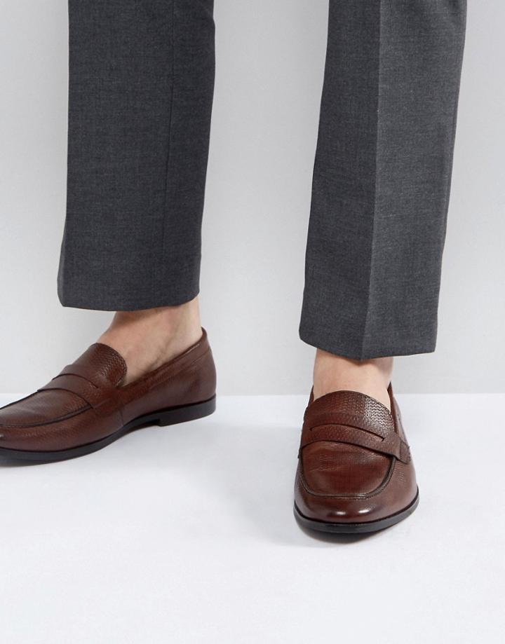 Walk London Raphael Leather Loafers In Brown - Brown