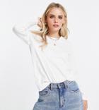 Asos Design Petite Ultimate T-shirt With Long Sleeve In Cotton Blend In White