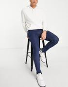 Jack & Jones Intelligence Liam Skinny Fit Jeans In Dark Wash-navy