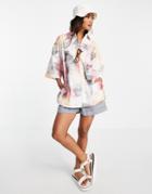 Damson Madder Organic Cotton Oversized Shirt In Tie Dye - Part Of A Set-pink