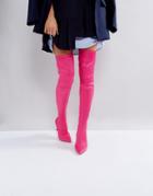 Asos Kindy Point Over The Knee Boots - Pink