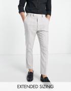 Asos Design Smart Linen Mix Tapered Pants In Gray Wide Stripe