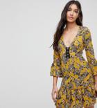 Parisian Tall Floral Dress With Hook And Eye Detail - Yellow