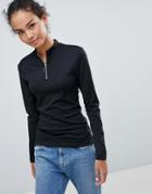 Jdy Paulina Long Sleeved Glitter Top With Circle Zip Puller - Black