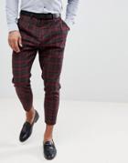 Noose & Monkey Tapered Pleated Check Pants - Red
