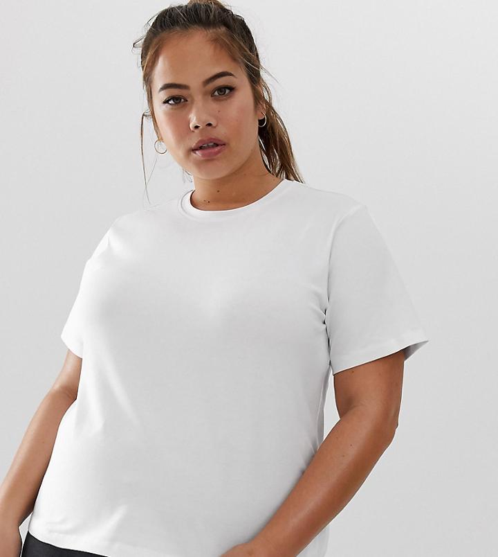 Asos 4505 Curve Training Short Sleeve Top With Mesh Panel Detail - White