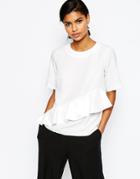 Asos Matte And Shine Ruffle Top - Ivory