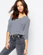 Only Pocket Front Stripe Jersey Top - Stripe