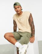 Bershka Oversized T-shirt In Beige-neutral
