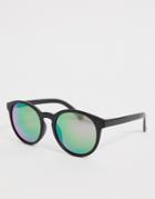 Asos Design Fine Frame Round Sunglasses - Black