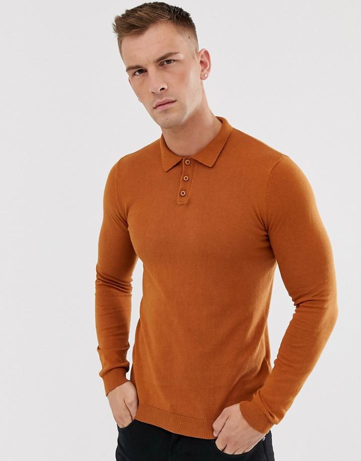Asos Design Cotton Turtleneck Sweater In Brown - Brown
