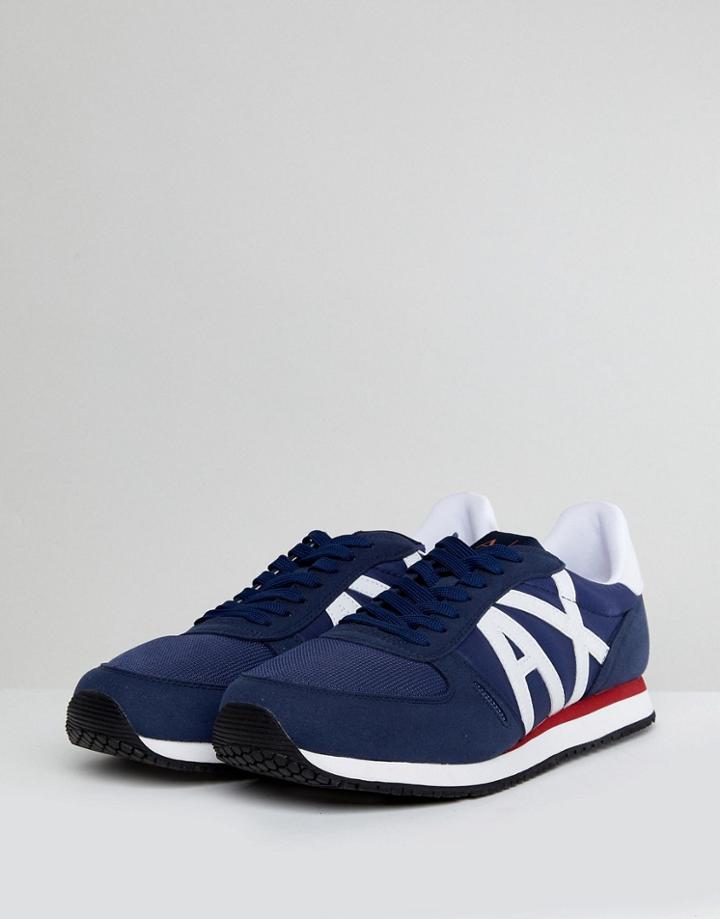 Armani Exchange Ax Logo Sneakers In Navy - Navy