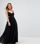 Asos Petite Side Cut Out Maxi Dress With Cami Straps - Black