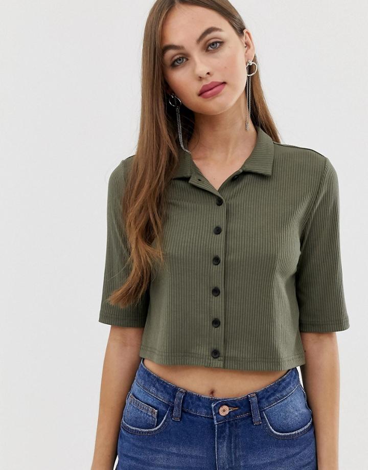 Noisy May Cropped Shirt - Green