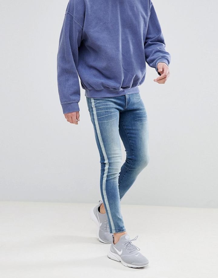 Good For Nothing Muscle Fit Jeans With Side Stripe - Blue