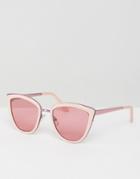 Asos Cat Eye Sunglasses With Metal Sandwich & Pink Colored Lens - Pink