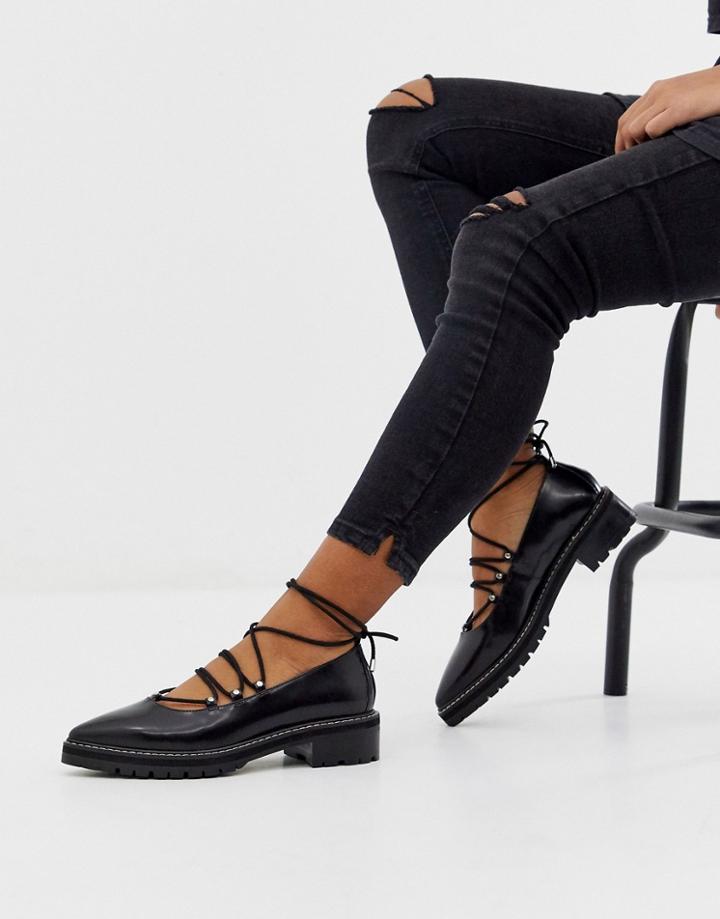Asos Design Mocha Leather Loafers In Black Pony
