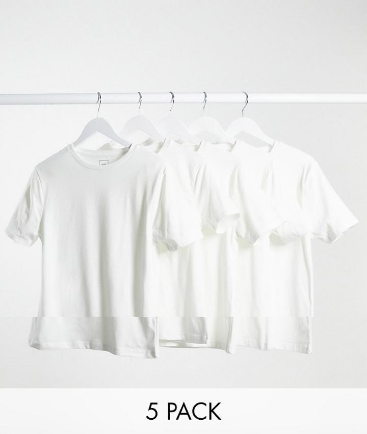 River Island Muscle Fit T-shirt In White 5 Pack