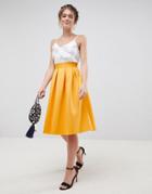Asos Design Scuba Midi Prom Skirt - Yellow